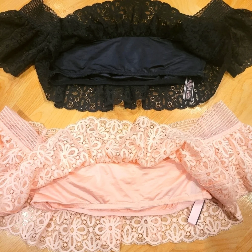 Victoria's Secret Lace Off The Shoulder Flounce Bralette Bundle Size Small
